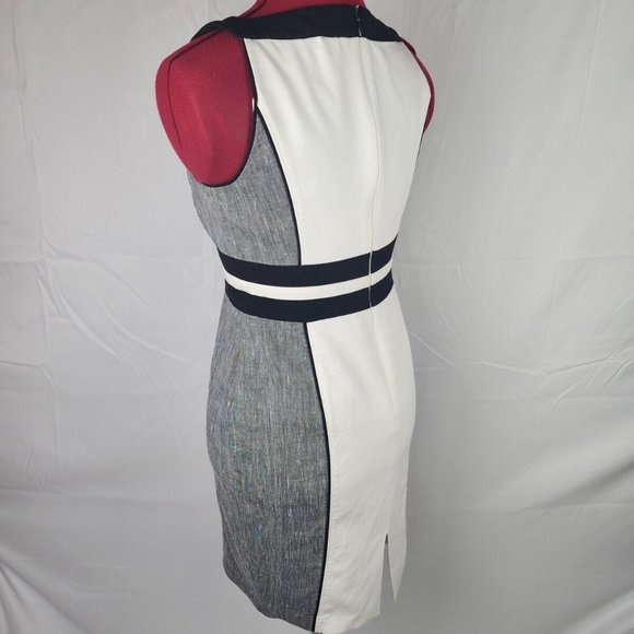 White House Black Market White Gray Black Sleeveless Knee Length Dress - 0 - Picture 9 of 12